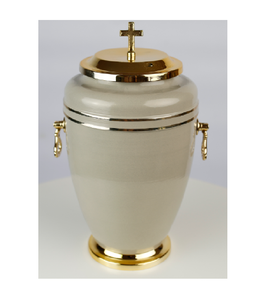 Urnas de cremación de hierro con diseño de mango de contorno dorado Adulto para cenizas - Product Image 1