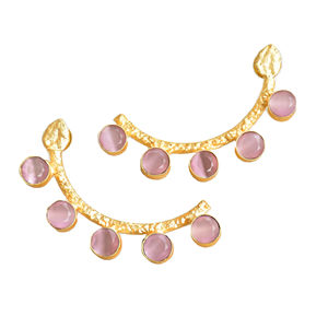 Boucles d'oreilles en laiton en gros, boucles d'oreilles en pierre naturelle, finition en laiton antique, design bohème chic, commande en gros parfaite - Product Image 1