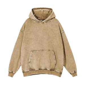 Ocio Retro Peso pesado Lavado y desgastado Sudadera con capucha de felpa Etiqueta de moda para mujer Sudadera con capucha de lavado ácido - Product Image 1