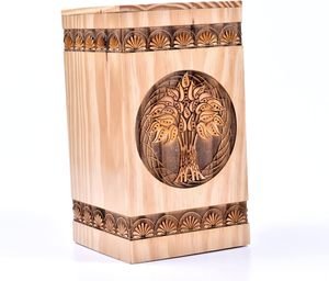 Urne en pin pour cendres humaines-Boîte en bois arbre de vie-Urne de crémation personnalisée pour cendres fabriquée à la main - Product Image 2