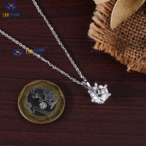 Impresionante colgante de diamante de corte redondo 3,06 TDW de Labstone en oro blanco, color de la VS-EF, abalorio de diamante natural chapado en oro certificado IGI - Product Image 4