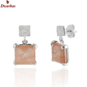 Nouveau design chaud populaire en gros mode 925 argent sterling doublet caramel quartz pierre précieuse texture boucle d'oreille pour les femmes - Product Image 1