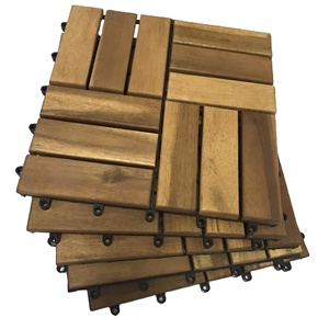 Dalles de terrasse extérieures Viet Wood contemporaines 300x300mm, imperméables, écologiques, style bois d'acacia, à emboîtement, antidérapantes - Product Image 5
