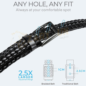 Cinturón de cuero PU informal de mejor diseñador para hombre con hebilla de alfiler Cuero genuino trenzado negro de alta calidad Nueva moda - Product Image 6