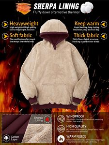 เสื้อสเวตเตอร์ผ้าฝ้ายผสมคอตตอนสำหรับผู้ชายเสื้อฮู้ดโอเวอร์ไซส์ปักโลโก้ธรรมดา - Product Image 3