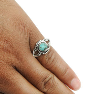 ธันวาคม Birthstone เครื่องประดับ 925 เงินสเตอร์ลิงธรรมชาติพลอยเทอร์ควอยซ์ทรงกลมดูหรูหราแหวนขายส่งผู้ผลิต - Product Image 2