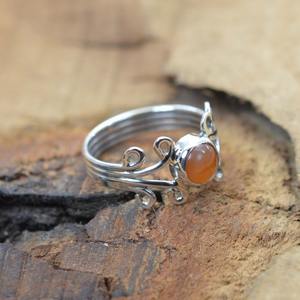 Bijoux en pierres précieuses de cornaline pour femmes bijoux en argent de style bohème bijoux en argent sterling 925 tendance bague faite à la main cadeau pour maman - Product Image 4