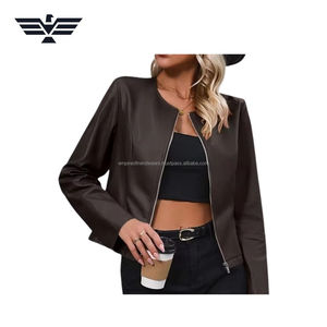 แจ็กเก็ตหนังแกะแท้สำหรับผู้หญิงเสื้อแจ็กเก็ตมอเตอร์ไซค์แบบบางระบายอากาศได้ดีทำจากหนังแกะสีเหลืองมีกระดุมปิด - Product Image 4