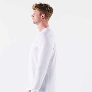 High Quality Custom Printed Logo Gym T-Shirt 100% Cotton Plain <b>Long</b> <b>Sleeve</b> with Spandex Mock Neck for <b>Men</b> - Product Image 3