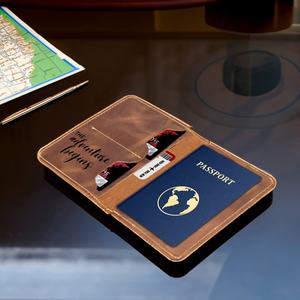 Funda de cuero para pasaporte para hombre y mujer, Funda personalizada plegable de viaje, Funda personalizada para hombre y mujer, 2017 - Product Image 3