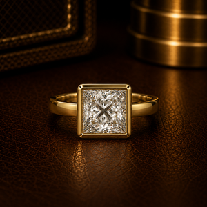 Anillo Moderno de Oro de 14K con Diamante Cultivado en Laboratorio, Corte Princesa, Engaste Solitario, Anillo de Compromiso, Joyería de Boda al por Mayor - Product Image 1