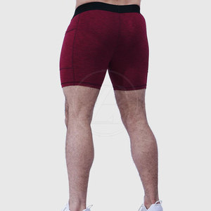 Pantalones cortos de compresión de patrón sólido hechos a medida para hombre más vendidos, cintura elástica, poliéster transpirable medio para gimnasio, Fitness Casual - Product Image 6