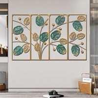 Décoration murale en métal moderne personnalisable à motifs de feuilles, faite à la main, pour la maison, l'hôtel, le restaurant, le bureau - Décoration suspendue pour mariage et nouvel an