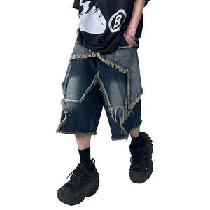 Custom Men's <b>High</b> Street Mid <b>Waist</b> Denim Straight <b>Jeans</b> Summer Knee-Length <b>Shorts</b> 100% Cotton Quick Dry - Product Image 3