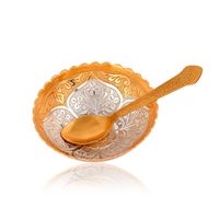 Juego de cuencos florales de aluminio con cuchara, dos tonos de color, llamativo, regalo promocional de boda y negocios para siempre a la venta