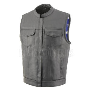 Buena calidad 100% cuero hecho moda chaleco precio razonable hombres ropa cuero chaleco para adulto - Product Image 1