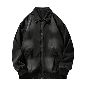 Zipper Front Letter Printed Denim <b>Jacket</b> Custom Turn-down Collar New Design Winter Waterproof Windproof Eco-friendly Breathable - Product Image 3