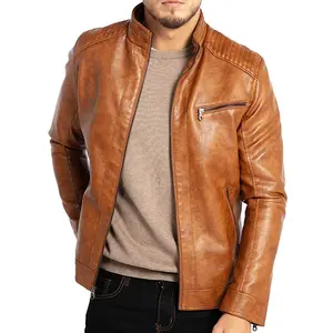 Vestes en cuir véritable pour hommes, entièrement personnalisées, avec poche zippée sur la poitrine, teintes couleur chameau, vestes pour hommes 2023