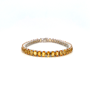 925 Sterling Silver <b>Bracelet</b> with Natural <b>Citrine</b> Stone Classic Tennis Design Trendy Style for Party or Gift - Product Image 1