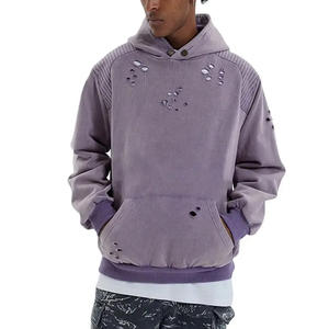 Custom Oversized French Terry Zip up Acid Wash Sun Faded Hoodie High Street Transpirable Sudadera con capucha desgastada - Product Image 3