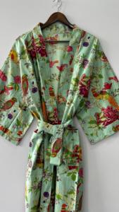 100% vert coton indien plage Kimono Robe thermique peignoir robe de chambre pour l'hiver ODM approvisionnement - Product Image 2