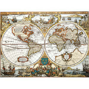 Carte du monde historique en relief sur aluminium, design traditionnel par Dufex - Product Image 1