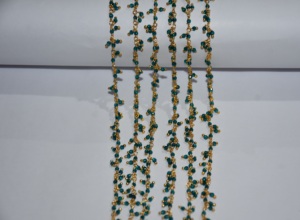 green hydro Beads wire wrapped Cluster <b>Rosary</b> Chain, Beaded Chain for Bracelet necklace jewelry Making, 2mm hydro beads chain - Product Image 5