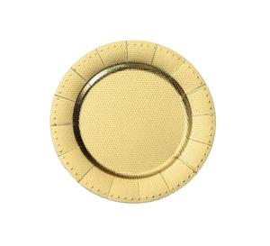 Assiette de présentation ronde en métal doré, aspect élégant, de qualité alimentaire, vaisselle et assiettes pour la décoration de table à la maison et pour les dîners de mariage - Product Image 2