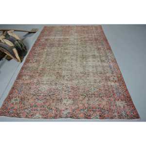 พรมตุรกี 5.5x9.1 ฟุต สีแดงน้ำเงินลายดอกไม้ พรมขนสัตว์วินเทจ - Product Image 1