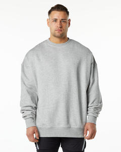 Sweat-shirts pour hommes en blanc uni en gros, col rond, bas côtelé, logo personnalisé brodé, molleton de coton, écologique, OEM, mode streetwear - Product Image 6