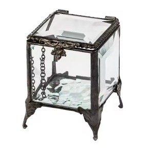 Rectangular Metal and Glass Jewelry Storage Box with Partition <b>Drawers</b> for <b>Organizing</b> Trinkets and Accessories - Product Image 3