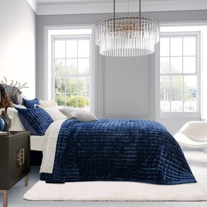 Ensemble de couette en velours de luxe <span class=keywords><strong>bleu</strong></span> <span class=keywords><strong>marine</strong></span> King Size, ensemble de couette en velours, couvre-lit surdimensionné ensemble de literie matelassé - Product Image 2
