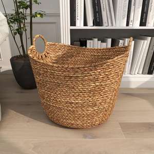 Panier en jacinthe d'eau tissé à la main avec bord incliné, panier de rangement fait à la main, vente en gros, écologique, fabriqué par VgreenArt au Vietnam - Product Image 5