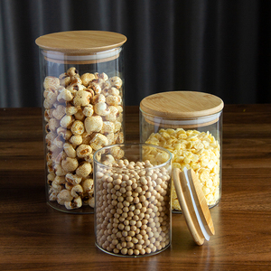 Frasco de Vidrio de Borosilicato Multiusos con Tapa de Bambú Hermética <span class=keywords><strong>para</strong></span> <span class=keywords><strong>Cocina</strong></span> - Product Image 4