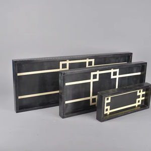 Bandeja de incrustaciones de hueso de forma Rectangular para manualidades, bandeja decorativa para el hogar para mesa de centro, patrón único, prueba de artesanía de hueso - Product Image 1