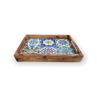 Plateau de service rond Plateau en bois d'acacia avec poignées pour servir des aliments marron avec personnaliser la taille de l'Inde