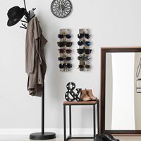 Organisateur de stockage de lunettes de soleil murales en bois rustique 10 porte-lunettes présentoir ensemble de 2 avec 5 crochets en métal sur chaque prise