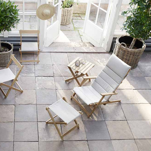 Chaise longue en teck massif moderne, réglable et durable, avec siège et accoudoirs rembourrés, pour piscine extérieure, hôtel, villa - Product Image 1