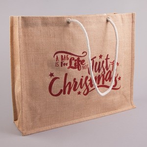 Vente en gros de sacs à provisions biologiques en jute recyclée écologiques et réutilisables avec motif de lettres et logo - Product Image 6