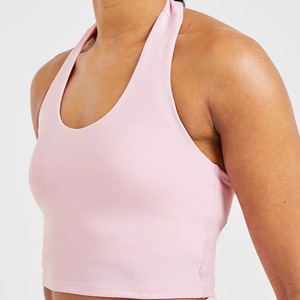 Top corto de color rosa pastel de calidad superior para mujer, Top corto elástico y mantecoso suave y ligero para entrenamiento, camisetas para mujer - Product Image 3