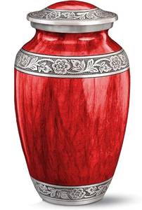 <b>Aluminium</b> Adult Classic Cremation Urns With Pink Color Enamel <b>Paint</b> Finished With Birds Going Home Pattern . - Product Image 3