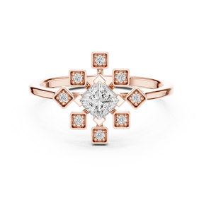 Anillo de Compromiso Vinson Project de Lujo en Acero Inoxidable con Baño de Oro de 18K, Diseño Art Deco Geométrico con Moissanita, Certificado GRA, Unisex - Product Image 1