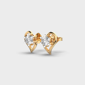 Boucles d'oreilles clous personnalisées en or massif 14 carats (rose/jaune/blanc) avec diamants de laboratoire certifiés IGI, motif cœur – Cadeau idéal pour anniversaire ou fête - Product Image 3