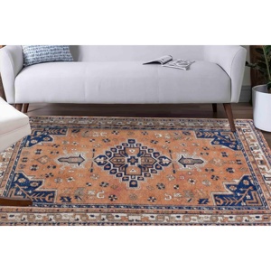 Alfombra con Estampado de Patrones Geométricos: Decoración Moderna de Estilo Rústico, Diseño Anatolia Turco, Alfombra de Terciopelo - Product Image 1
