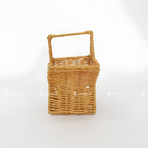 Star-Shaped Rattan Basket, Unique Woven Natural Fiber Gift <b>Hamper</b>, Artisan Holiday Decor & Nursery <b>Storage</b> with Handles - Product Image 6