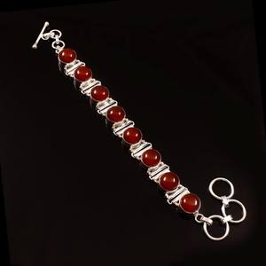 Red Garnet Chain <b>Bracelet</b> Dainty Sterling Silver Seven Point Five Inch Handmade Jewelry Wholesale Supplier - Product Image 5