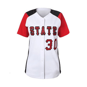 Conjunto de Camiseta de Béisbol Unisex Blanca, Roja y Negra, Modelo State 30, con Tela Tackle Twill, Absorbente de Humedad, Transpirable, de Manga Corta y Cuello en V, con Nombre del Equipo - Product Image 2