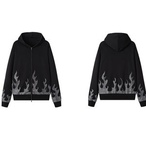 Sudadera con capucha Vintage de gran tamaño con estampado personalizado de alta calidad, ropa de calle, diamantes de imitación ostentosos, peso pesado, algodón polar de 500GSM - Product Image 5