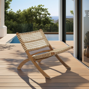 Chaise longue en rotin Xavir - Mobilier d'extérieur confortable avec impression couleur intégrale pour hôtel et villa, design moderne asiatique - Product Image 4