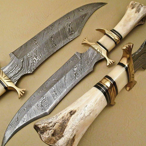 Handmade Damascus Hunting <b>Knife</b> OEM Customizable Fixed Blade Stainless Steel Serrated Edge Camel <b>Bone</b> <b>Handle</b> Camping Carry - Product Image 6